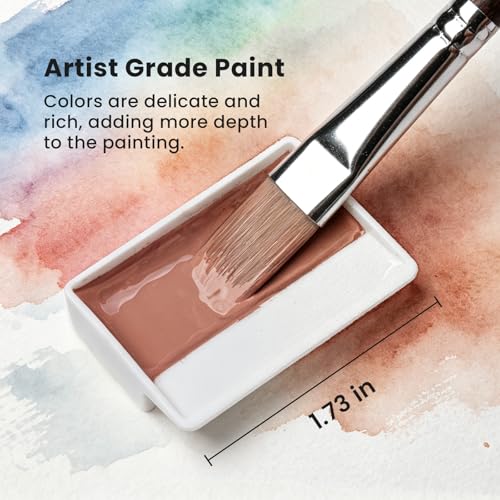 ARTME Watercolor Paint Set, 24 Colors Professional Semi-Moist Watercolor Paint, Gray Colors Opaque Watercolors Painting Supplies for Artists & Beginners, Suitable for Illustration, Landscape & Sketching