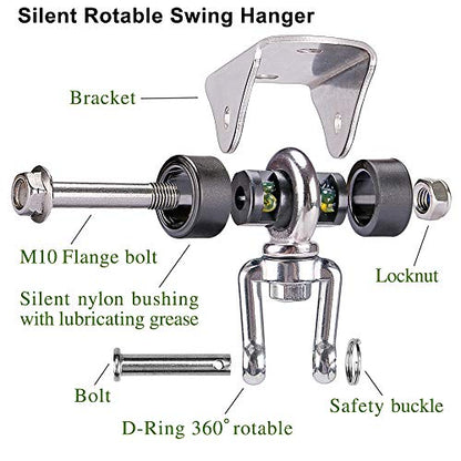 SELEWARE Silent Swing Hangers Stainless Steel Ceiling Swing Mount 1 Pack | Heavy Duty Swing Set Hook 360° Swivel Ceiling Mount Bracket for Porch Swing Hammock Chair Yoga Swing Punching Bag - color: Silver ( 1 Pack 360° Swing Hanger )