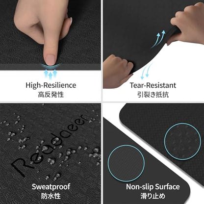 Readaeer Foldable Yoga Mat for Travel Folding Yoga Mat 6mm Thick with Carrying Bag, Non-Slip TPE Exercise Pilates Mat for 72" L x 24" W x 0.24 Inch - color: Black