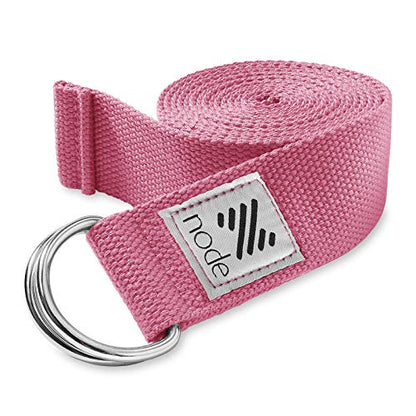 7-1/2' Yoga Strap for Stretching, Woven Cotton Blend Yoga Strap with Adjustable D-Ring Buckle for Exercise, Therapy and Fitness - color: Pink