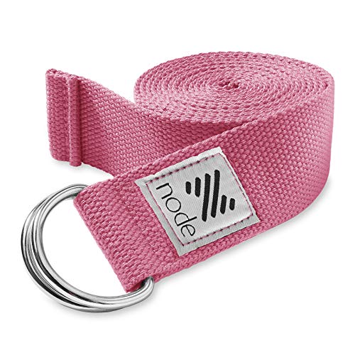 7-1/2' Yoga Strap for Stretching, Woven Cotton Blend Yoga Strap with Adjustable D-Ring Buckle for Exercise, Therapy and Fitness - color: Pink