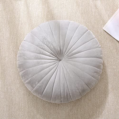 Floor Pillow Meditation Cushion Round Large Floor Pillows Seating for Adults, Velvet Thick Floor Cushions for Yoga Living Room Balcony Outdoor Tatami 18inch（Grey） - color: Grey