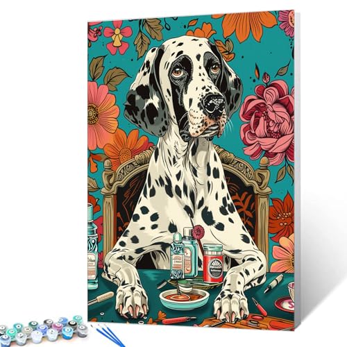 Tucocoo Dalmatian Family Dog Paint by Numbers Kit for Adults Beginners Boho Style Paint by Numbers Adult Kit Animal Painting Kits Canvas Acrylic Paint Funny Room Decor 16x20 Inches （Without Frame ） - color: Artwork-11, size: 16''x20''(Without Frame)