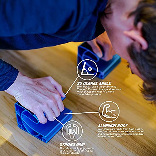 Pushup Bars - Safe Push Up Bars - Strength training Pushup Stands Perfect for Home Gym & Traveling Fitness - Lightweight, Non-Slip Bodyweight Training Workouts Blocks - color: Blue