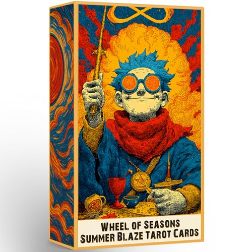 sishui Tarot Deck Unique, 80 Flame Tarot Cards with Guidebook, Summer Blaze Tarot for Beginners and Experienced Readers, 400 GSM Gold-Gilded Premium Deck, Divination and Spiritual Growth Tool - color: Red, Orange, and Gold