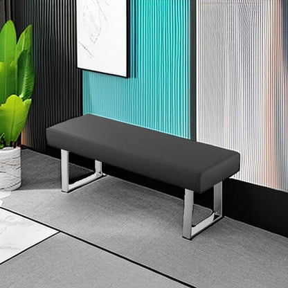 JIEXI 45.3'' Modern PU Leather Kitchen Entryway Bench w/Sturdy Metal Legs | Heavy Duty Chrome Metal Legs, Sturdy Frame, Ideal for Entryway Dining Room Living Room - color: Black, size: 45 IN