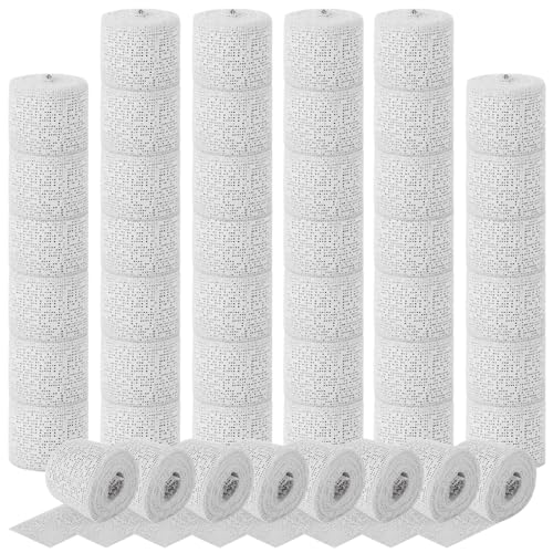 48 Pack Plaster Cloth Rolls Bulk, Each Roll 2”x 108” Cloth Gauze Bandage, Plaster of Paris Strips for Crafts, Modeling, Belly Cast, Masks, Scenery (2In x 9Ft/ 3Yd)