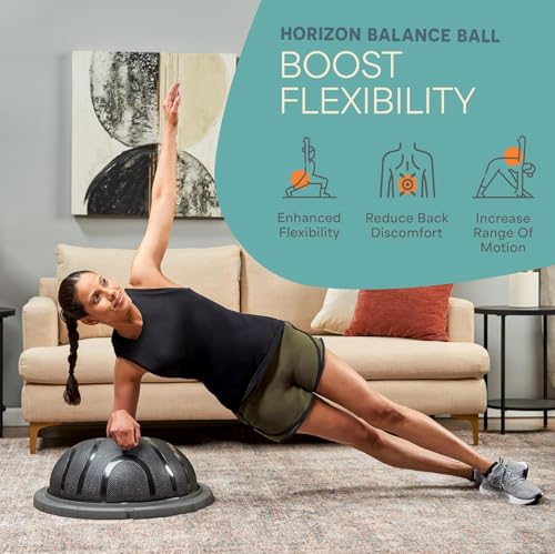 Lifepro Horizon Half Balance Ball Trainer with 440 lb Capacity Stability | half balance ball for full-body training, core strengthening and home gym fitness routines. Includes a pilates ball - color: Black