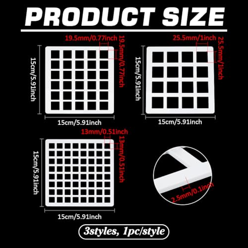 BENECREAT 3Pcs Square Swatching Template Stencil, 5.9x5.9inch Acrylic Drawing Stencils Paint Stencils for Fabric Walls Crafts Arts Paper Home Decoration, 2.5mm Thick - size: 5.9x5.9 Inch*3pcs