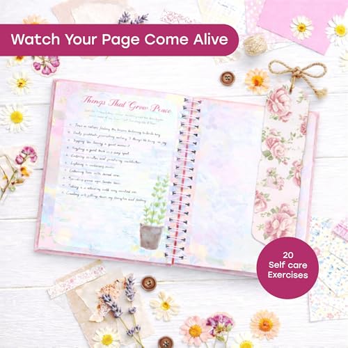 Unwynd Floral Chapter Journal Scrapbooking Starter Kit for Women Adult Teen | Junk Scrapbook Supplies - Washi Tape, Stickers, Paper, Bullet Art, DIY Journaling Scrapbooks Set - Calligraphy & Sumi Brushes