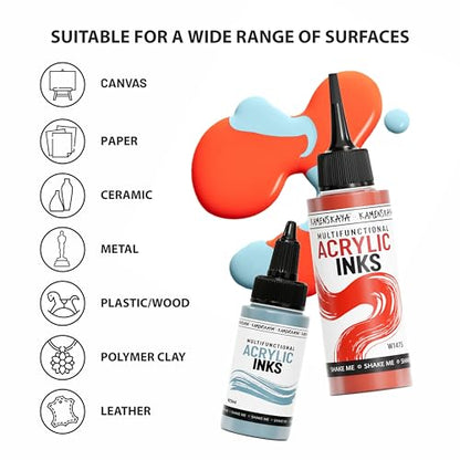 Acrylic Inks for Artists - Grass Acrylic Ink, 3.38 Fl Oz (100 ml) | Highly Concentrated, Multifunctional Liquid Acrylic Paint - color: Grass