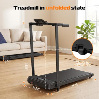 ANCHEER Walking Pad with Handle Bar, 12% Incline, Foldable Treadmill - color: 09-Black