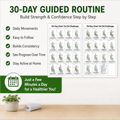 Tai Chi Chair Workout Chart for Seniors, Seated Tai Chi Exercise Poster with 30-Day Routine, Balance & Mobility Home Fitness Guide, 12x16 Inch Canvas Wall Art, 2 Pack (woman) - color: woman