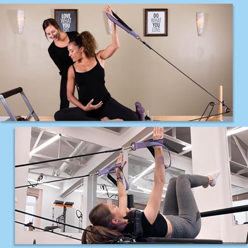 2PCS Pilates Double Loop Straps for Reformer Feet - color: Purple