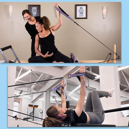 2PCS Pilates Double Loop Straps for Reformer Feet - color: Purple