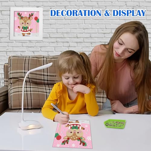 Leixonl Diamond Art Kits for Kids with Framed (7 in) Cartoon Animals DIY Gem Art Painting - Arts & Crafts Gifts for Beginners & Teens (1p-6 in Deer) - color: Deer
