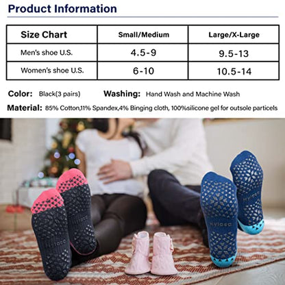 Hylaea Unisex Non Slip Socks with Grip for Yoga, Hospital, Pilates, Barre | Ankle, Cushioned | Breathable Cotton, Thick Cushioned Sole, Anti-Slip, Ankle Protection, Men Women, Ideal for Yoga, Barre, Hospital & Home Use - color: 3 Pairs Yellow Blue Brown,