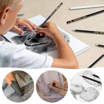 Professional Sketch Pencil Set – 26 PCS Complete Drawing Kit for Artists Graphite, Charcoal, Pastel, Erasers & Tools for Sketching, Shading & Detailing