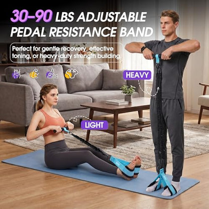 Upgraded Pedal Resistance Band with Handle, 3-Tube Adjustable for Workout - color: Blue