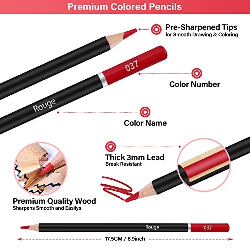 Vobou 96pcs Colored Drawing Pencils Kit Sketching, Graphite Pencils With Convenient Case, Ideal School Art Supplies Gift for Artists Adults Beginner, Ideal for Shading, Blending,Art Supplies Set,