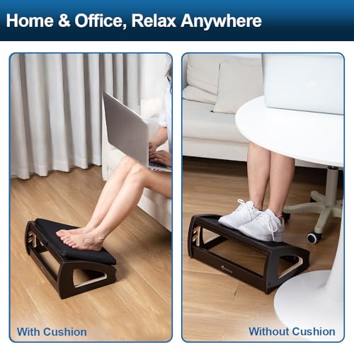 StrongTek Balance Board & 4-Angle Foot Rest Set, Professional Wooden Rocker Board + Adjustable Under-Desk Foot Stool, Non-Slip, Improves Core Strength, Posture & Circulation, Home Gym & Office