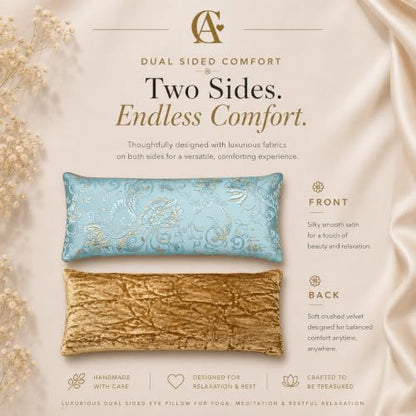 Handmade Luxe Serenity Eye Pillow - All-Natural Flaxseed - Unscented or Lavender Scented – Weighted Eye Mask for Yoga, Meditation, Hot & Cold Therapy - color: BLUE LAGOON, style: UNSCENTED