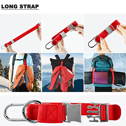 ZINZ Elastic Jacket Gripper Travel Strap with D-Ring Hooks and Buckle, Suitcase Straps Belts Travel Accessories, Makes Your Hands Free - color: Red