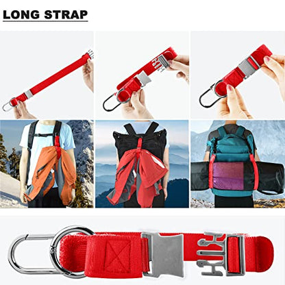 ZINZ Elastic Jacket Gripper Travel Strap with D-Ring Hooks and Buckle, Suitcase Straps Belts Travel Accessories, Makes Your Hands Free - color: Red