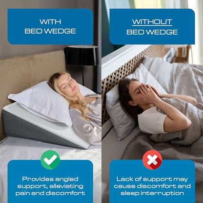 Kolbs Extra Wide Bed Wedge Pillow for Sleep Apnea, More Room - More Comfort | with Chic Jacquard Cover - Headboard Wedges for Sleeping (Extra Wide 7.5" Height) - size: Extra Wide 7.5" Height - Grey