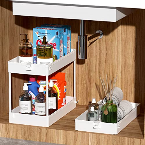 SPACEKEEPER 3 Tier Rolling Cart, Bathroom Cart Organizer with Wheels, White - color: White, size: 3 Tier