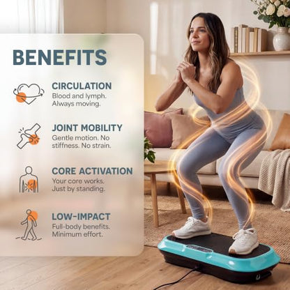 Lifepro Waver Vibration Plate Exercise Machine with 99 Speeds & 10 Presets | Resistance Bands, Non-Slip Surface, 330 lbs Capacity — Vibration Plate for Lymphatic Drainage, Body Toning, Full-Body Workout - color: Teal