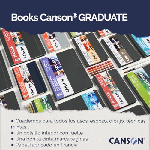 Canson Graduate Manga Paper, Hard Cover Art Journal, 5.5x8.5 inches, 40 Sheets — Artist Paper for Illustration, Character Studies, Comics - size: 5.5x8.5