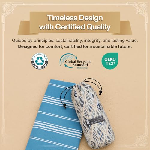 BAY LAUREL Turkish Beach Towel with Travel Bag 39 x 71 Quick Dry Sand Free Lightweight Large Oversized Towels Light - color: Denim Blue