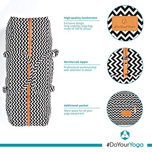 #DoYourYoga Full-Zip Extra Large Yoga Mat Tote Bag with Multi-Functional Storage Pockets for Sports Gym Pilates »Ghanpati« - color: Black&White