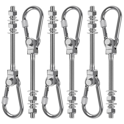 SELEWARE 6Pcs Heavy Duty Swing Hangers, 1500LB Capacity Stainless Steel Swing Set Hooks for Wood/Steel Beam, 5" x M2/5" Porch Swing Hardware for Playground Swing Hammock Chair Yoga Silk Punching Bag - color: 6 Pack Swing Hangers (5" X M2/5" Threaded Rod)