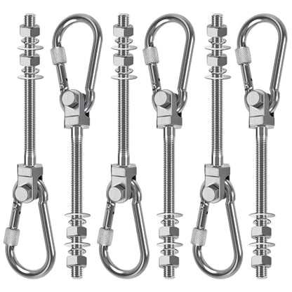 SELEWARE 6Pcs Heavy Duty Swing Hangers, 1500LB Capacity Stainless Steel Swing Set Hooks for Wood/Steel Beam, 5" x M2/5" Porch Swing Hardware for Playground Swing Hammock Chair Yoga Silk Punching Bag - color: 6 Pack Swing Hangers (5" X M2/5" Threaded Rod)