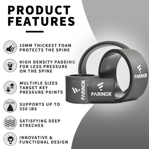 Yoga Wheel for Back Pain Relief, Back Roller Wheel with Extra Cushion | Wider & Thickest Foam, Stretches and Strengthens Core Muscles - style: SET OF 4(Black)