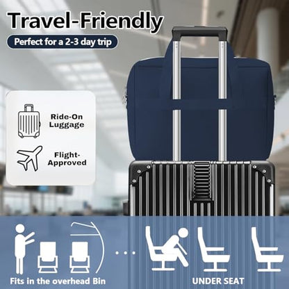 Gym Bag for Women Men, Water-Resistant Duffle Bag for Travel Sports, Lightweight Carry On Bag with Handles and Detachable Shoulder Strap (Blue) - color: Blue