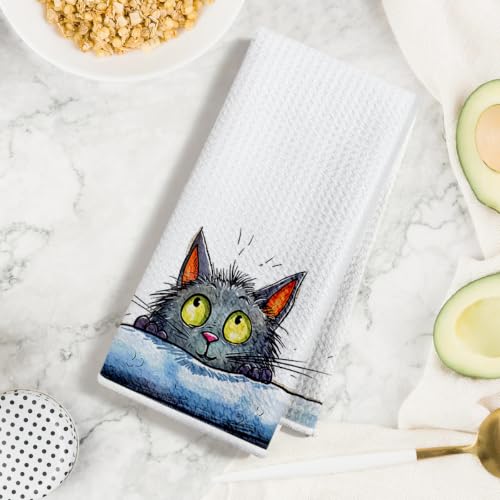 4 Pcs Funny Cat Kitchen Towels, Cute Cats Gifts Reusable Hand Towels-03 - color: Multi 1618
