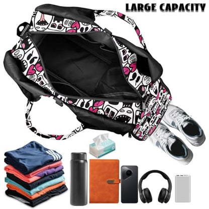 Yoga Gym Bag with Removable Adjustable Shoulder Strap, Shoe Compartment & Top Yoga Mat Holder 17.72x8.66x9.84in - color: Halloween Cute Ghost Print