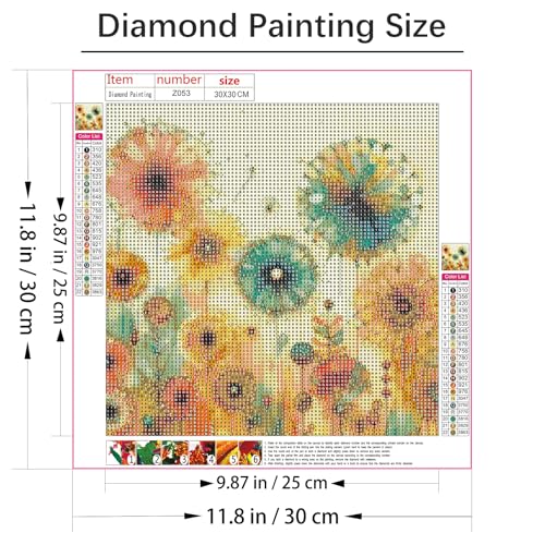 Shouruihua Diamond Painting Kits for Adults, Dandelion Diamond Art Kits | Flower Gem Art, Diamond Dotz Kits, Diamond Dots, Wall Art, Adult Crafts, Full Round Drill Diamond Painting Kits, 11.8x11.8 in - color: Dandelion