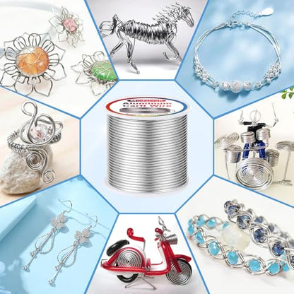 Modacraft 12 Gauge Aluminum Wire - 100 Ft Bendable Craft Wire with Cutter | 2mm Aluminum Wire Soft Craft Wire with Cutter for Sculpting, Jewelry Making, Doll Making, Bonsai Training & DIY - color: Silver, size: 12 Gauge