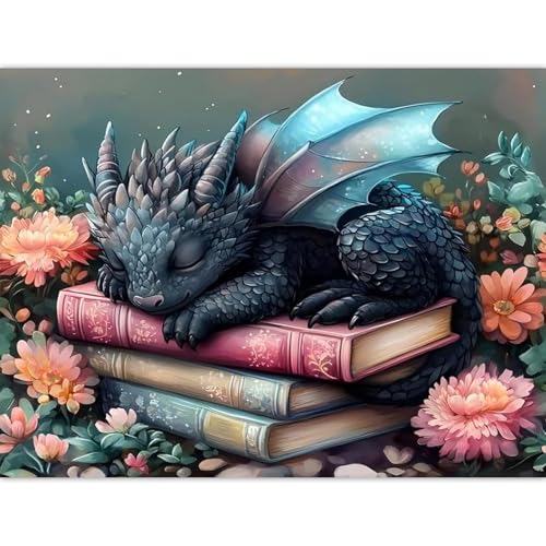 PHANTASYART Dragon Paint by Numbers Kit for Adults16x20inch | Dragon Paint by Number Adult, Dragon on Books Canvas Paint by Numbers for Adults, DIY Acrylic Painting Kits - color: Dragon, size: 16x20inch