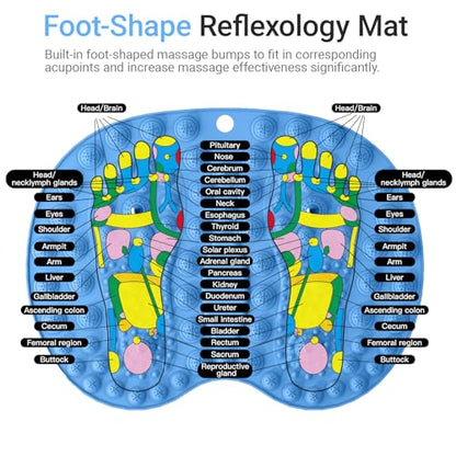 Foot Massage Mat, Hard Reflexology Mat with Magnetic Therapy, Big Foot-Shaped Acupressure Mat for Feet Relaxation, Under Desk Mat Pressure Point Mat for Pain, Fatigue and Stress Relief(Blue) - color: Blue