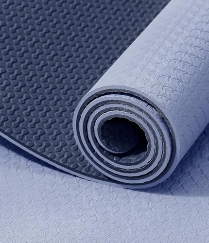 IUGA Yoga Mat Thick Non Slip Anti-tear Pilates Mat Eco Friendly Hot Yoga Mats for Workout & Exercise(72"x 24"x 6mm) - color: Gray