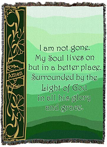 Pure Country Weavers I Am Not Gone My Soul Lives On Blanket Green - Sympathy Bereavement Gift Tapestry Throw Woven from Cotton - Made in the USA (72x54) - color: Soul Lives Green, size: 72" x 54"