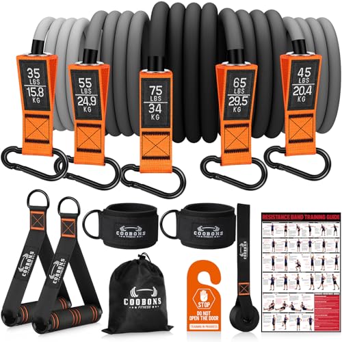 Resistance Bands with Handles, 175lb Exercise Bands for Working Out - color: 275LBS Black Orange