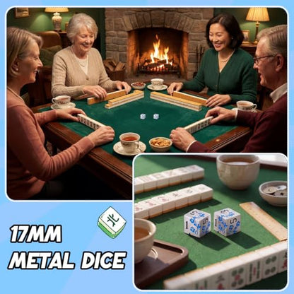2 Pcs Mahjong Dice Metal, Modern, Silver Blue | D6 Mah Jong Dice,Standard Size Mahjong Dice, Durable Material, Replacement for Lost Dice, Board Game Mahjong Supplies - color: Silver Blue, size: Modern