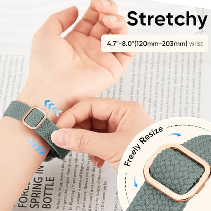 Slim Braided Stretchy Band Compatible with Apple Watch Bands Women | 40mm 41mm 42mm 38mm 44mm 45mm 46mm 49mm Thin Elastic Nylon Solo Loop Strap ,Wristband for iWatch Series 11 10 9 8 7 6 5 4 SE - color: Cactus, size: 38/40/41/42mm