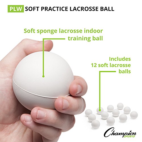 Champion Sports Practice Sponge Lacrosse Balls: Soft Touch for Professional, College & Grade School Indoor Training & Practice - style: White (12-Pack) -Indoor Practice Lacrosse Balls